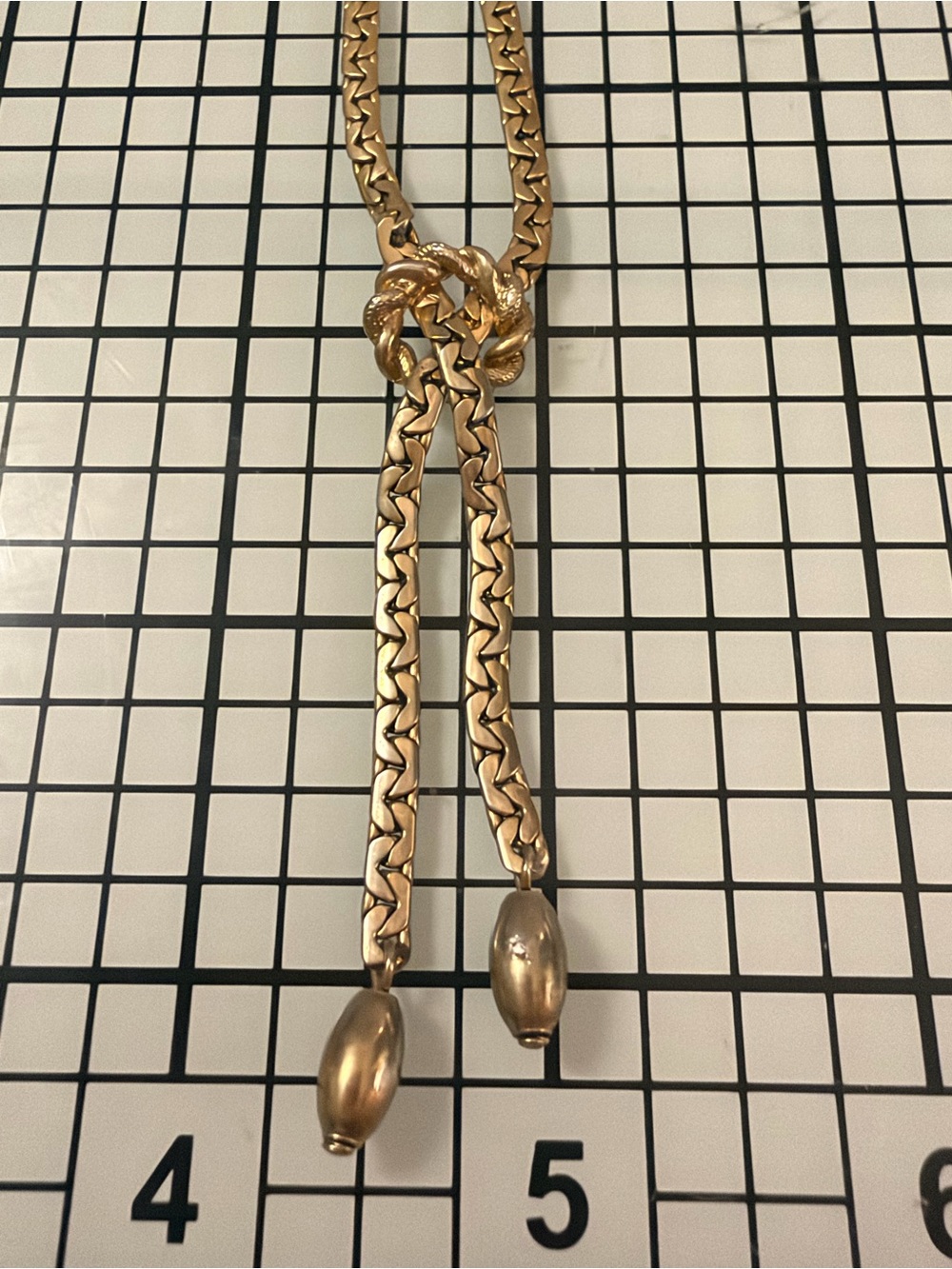 1960’s Sarah Coventry Gold-Tone Lariat Chain Necklace with Knotted Detail